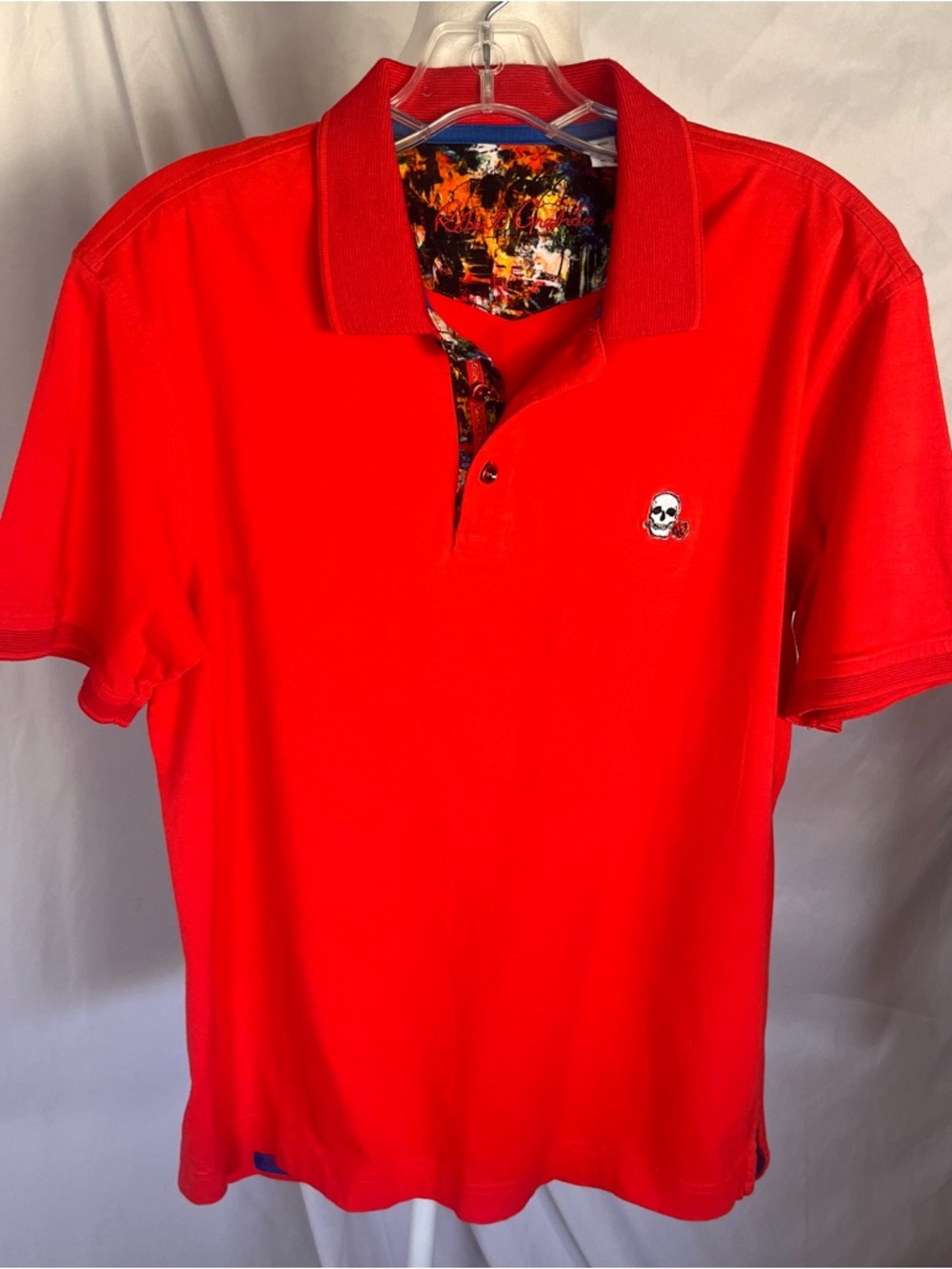 Robert Graham Classic Fit The Player Polo Shirt Red with Skull/Rose Embroidery M - Picture 2 of 9